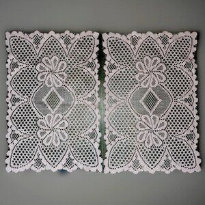 Vintage Lace Doily Pink Shabby Chic Pair 12 x 18 Spring Easter